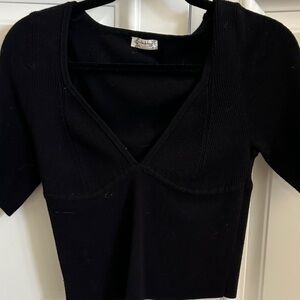 Free People Black V-Neck Crop Top